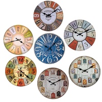 Reloj de Pared Decorativo de Madera Retro con Dibujos Personalizados, 12 Pulgadas, Sin Marco, para Sala de Estar, Movimiento Silencioso, DIY
