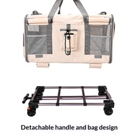 Sac de transport pour animaux de compagnie de luxe à grande capacité, à deux compartiments, en tissu Oxford, double couche, pliable, avec roulettes, détachable, portable, pour l'extérieur