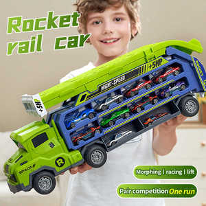 Nouvelle voiture de rail de glissement de déformation de frottement d'enfants peut adapter au mini ensemble de voiture moulé sous pression pliant de camion de cargaison - Product Image 4