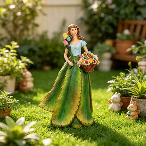 Figura <span class=keywords><strong>de</strong></span> Resina <span class=keywords><strong>de</strong></span> Hada del Bosque con Cesta <span class=keywords><strong>de</strong></span> Pájaros, Decoración para el Hogar, Regalo, Arte Personalizado al por Mayor, Redeco - Product Image 2