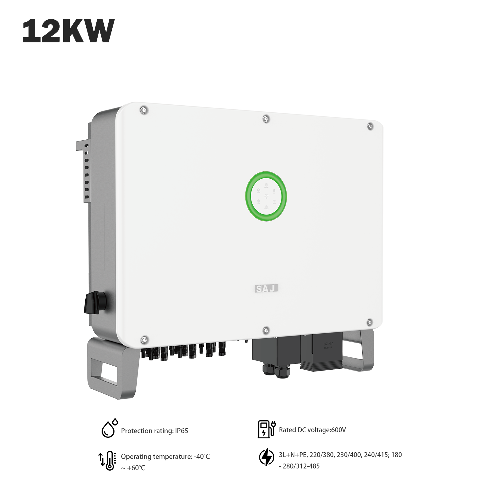 12kW SAJ Гибридный инвертор IP65 Трехфазная аккумуляторная система для умного PV и резервного высокоэффективного солнечного решения