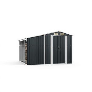 Caseta de jardín de acero galvanizado antracita 10x8 con solución de almacenamiento para uso en exteriores - Product Image 1