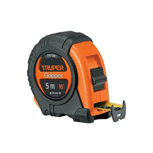 Cinta Métrica Autoenrollable Truper Gripper de 5 Metros con Retorno Automático de la Cuchilla, Bloqueo de Botón, Cuchilla de Acero de Alta Visibilidad, ABS y Acero - Product Image 1