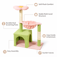 Arbre à chat robuste, écologique et durable avec poteaux en sisal, structure d'escalade multi-niveaux en velours pour chats d'intérieur, emballage en carton