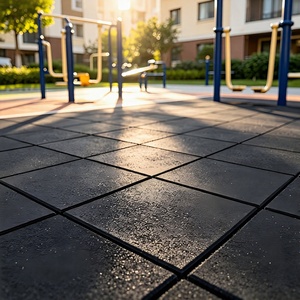 Dalles de sol en caoutchouc emboîtables durables, absorbant les chocs, antidérapantes, pour aires de jeux extérieures, jardins d'enfants, parcs, sécurité des enfants - Product Image 1