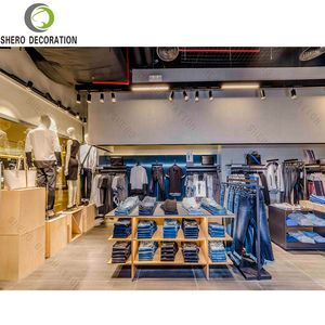 Muebles de Tienda al por Mayor de Fábrica, Vitrina de Exhibición Moderna Personalizada para Tienda de Ropa Masculina con Estantes Funcionales de Madera para Exhibición de Ropa - Product Image 1