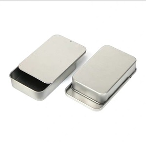 Wholesale 60*34*10mm Frosted Silver Color Lip Balm Slide Top Metal Tin Box