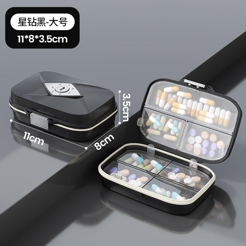 Caja grande de 7 compartimentos (Diamond Black) con embalaje en inglés