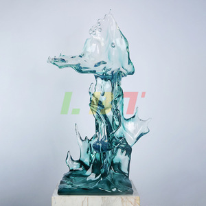 Sculpture en résine Creative Wave, base noire irrégulière et abstraite, pièce d'art décorative pour la maison - Product Image 3