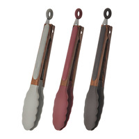 Penjepit Makanan Silikon Stainless Steel Waldo Tahan Panas 27.5cm Anti-Selip Anti-Lengket Peralatan Dapur untuk Memanggang Memasak