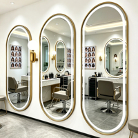 Miroir mural à LED avec bordure dorée élégante, anti-buée, pleine longueur, pour salon de coiffure, chambre à coucher et décoration intérieure