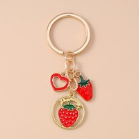 Nouvelle mode : Porte-clés mignon en forme de fruits (pastèque, orange, fraise, pomme) avec pendentif en émail pour femme, breloque de sac