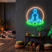 Enseigne néon personnalisée Aura Yoga, lumière néon pose lotus méditation, enseignes néon personnalisées, écran d'affichage électronique