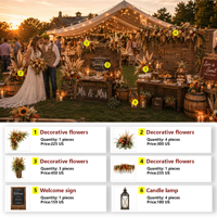 Décoration de mariage vintage dans une grange, ensemble complet et durable |   Lampe Edison en bois recyclé avec jarre en verre et toile de jute |   Solution OEM tout-en-un