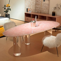 Table à manger en turquoise bleue naturelle, meubles de luxe en pierres semi-précieuses pour villa, hôtel, appartement