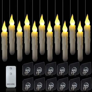 Remote Magic Hanging <b>Candles</b> Floating <b>Candles</b> With Wand Flickering Warm Light <b>Flameless</b> <b>LED</b> Taper Battery 12 Packs - Product Image 5