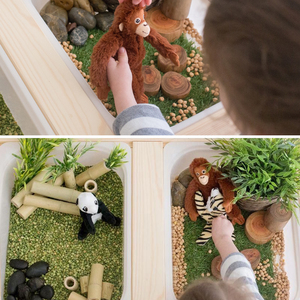 XIHA Montessori asilo nido in <span class=keywords><strong>legno</strong></span> per <span class=keywords><strong>bambini</strong></span> tavolo sensoriale asilo multifunzione bambino gioco tavolo di sabbia con 2 sgabello 2 - Product Image 4
