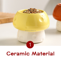 Bol d'alimentation surélevé en forme de champignon pour oiseaux, mangeoire en céramique pour perroquets, petit bol pour nourriture et eau pour animaux de compagnie avec support stable
