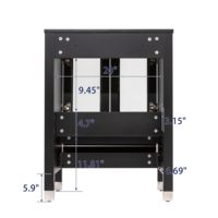 Meuble-lavabo de salle de bain simple à deux tiroirs en MDF noir de 24 po avec cadre peint