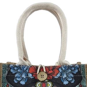 Sac fourre-tout nouvelle tendance avec bouton avec logo en coton sac d'emballage cadeau en jute avec logo personnalisé sac en jute naturelle - Product Image 3