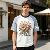 Fabricante OEM/ODM, Camiseta Personalizada de Lujo para Hombre, Estilo Urbano, 230GSM, con Parches Bordados, Gráficos Impresos en DTG, Corte Holgado