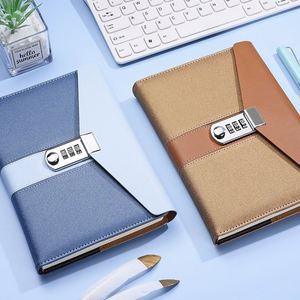 Creative Multifunctional <b>Locked</b> Student's Handbook Custom Pu Leatherjournal Hardcover Notebook Coded Lock <b>Diary</b> Planner - Product Image 3