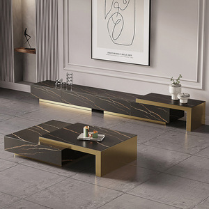 Italiano elegante de lujo de oro de acero inoxidable negro centro de entretenimiento de mármol <span class=keywords><strong>TV</strong></span> consola - Product Image 1