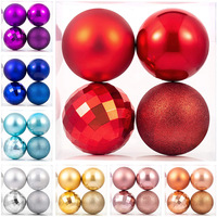 Plastik-Weihnachtskugeln 10cm 4er-Set Dekorative Hängende Baumschmuck Kreative Feiertags-Party-Kugeln Festliche Heimdekoration