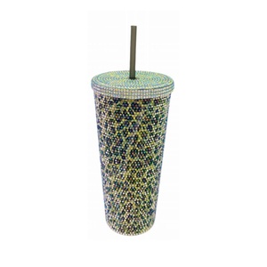 Gobelet à paille <span class=keywords><strong>Disney</strong></span> certifié FAMA, 24 oz, motif léopard multicolore, avec strass, idéal pour les festivals, sûr, écologique et réutilisable - Product Image 3