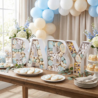 Boîtes de décoration de desserts biodégradables et écologiques de 12 pouces, en papier couché or, lettres BABY blanches, sans danger pour les aliments, pour baby shower