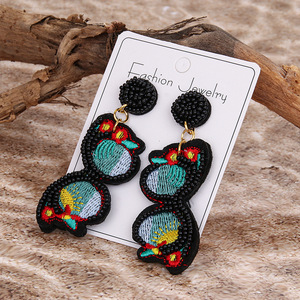Boucles d'oreilles tissées Style Resort élégant lunettes de soleil perles de riz colorées boucles d'oreilles exagérées pour femmes Uionen 1821 - Product Image 2