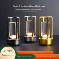 Lampe de table en cristal en forme de croix, contrôle tactile, DIY, pour camping en extérieur, bar, restaurant, chambre à coucher, veilleuse