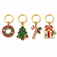 Porte-clés personnalisé en émail, directement de l'usine, avec motifs de Noël (Couronne, Arbre, Canne à sucre, Boîte cadeau), pendentif souvenir de vacances, cadeau