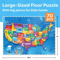 Rompecabezas de Estados Unidos para niños-70 piezas-Rompecabezas de mapa de EE. UU. 50 Estados con capitales-Rompecabezas de geografía para niños
