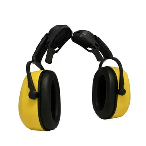 Custom reusable anti noise canceling hearing protection soundproof hard hat mounted ear muffs safety helmet with ear protection