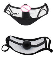 Silicone Pénis Plug Gode Gag Fétiche BDSM Bondage Sex Toys pour Femme Adulte Jeu Masque Noir avec Bouche Ouverte Amovible Gag