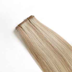 Estensioni di Capelli Veri Umani 18/613 <span class=keywords><strong>Biondo</strong></span> <span class=keywords><strong>Scuro</strong></span> con Riflessi Biondi Chiaro, Lisci e Setosi, Remy, 22 Pollici, da Cucire - Product Image 3