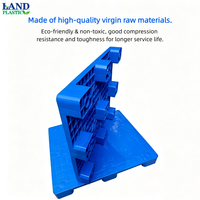 Palette en plastique industrielle robuste à 4 entrées, à plateau plat, charge dynamique 300-800 kg pour manutention par chariot élévateur, neuf pieds solides