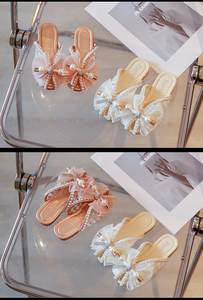 2025 новые летние сандалии принцессы для девочек Роскошная детская повседневная обувь со стразами шикарные кружевные детские пляжные сандалии с открытым носком на толстой подошве - Product Image 6