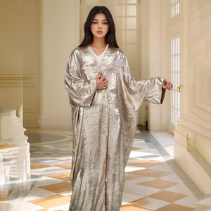 <span class=keywords><strong>France</strong></span> Vintage <span class=keywords><strong>Abaya</strong></span> Robe de Soirée pour Femmes Glitter Rhinestone Batwing Sleeve V-Neck Breathable Polyester Free for Plus for Eid - Product Image 1