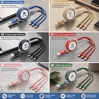 Câble de charge rapide en gros, promotionnel, cadeau d'affaires, 3 en 1, rétractable, chargeur USB pour téléphone, type C, logo personnalisé, câble de charge USB