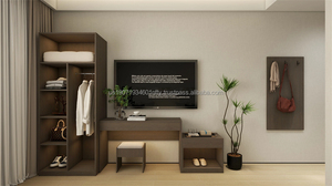 Ensemble de meubles de chambre d'hôtel 3 étoiles à prix abordable : Lit king-size en bois avec tête de lit, canapé, tables de chevet, meuble TV et armoire pour chambre complète - Product Image 6