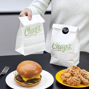 Bolsa de Papel Kraft Biodegradable con Logotipo Impreso Personalizado, Base Cuadrada, Resistente a la Grasa, para Empacar Pollo Frito para Llevar - Product Image 3