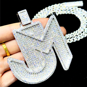 Custom <b>Iced</b> <b>Out</b> Lab Grown Diamond Name <b>Chain</b> Pendant Man 18K Gold Baguette VVS Moissanite Hip Hop Letter Necklace Pendant - Product Image 1