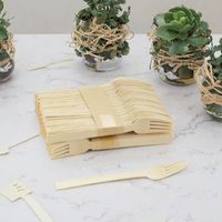 Ensemble de couverts jetables en bambou biodégradable et compostable à 100 %, mini-fourchette, couteau, cuillère à soupe pour les fêtes