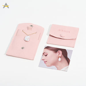 Auralux Logo personnalisé petite boucle d'oreille collier Bracelet anneau enveloppe rabat rose microfibre bijoux pochette sac - Product Image 4