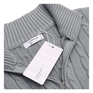 Pull lourd d'hiver à col montant avec demi-fermeture éclair Pull classique pour hommes en tricot torsadé - Product Image 5