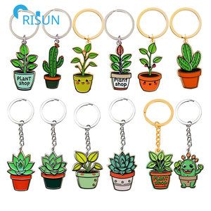 Llavero Personalizado con Diseño de Hoja de Monstera Esmaltada, Colgante de Planta en Maceta, Llavero con Planta Personalizada - Product Image 1