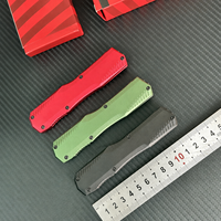 Couteau OTF, lame en acier Damas, manche en zinc et aluminium, couteau pliant de poche portable, outil de camping en plein air, EDC, vente en gros OEM, FBA