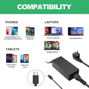 65W 20V 3.25A USB C Universal Laptop Power Adapters Supply With Cable Type C Charger For Dell Hp Lenovo Acer Asus Sansung